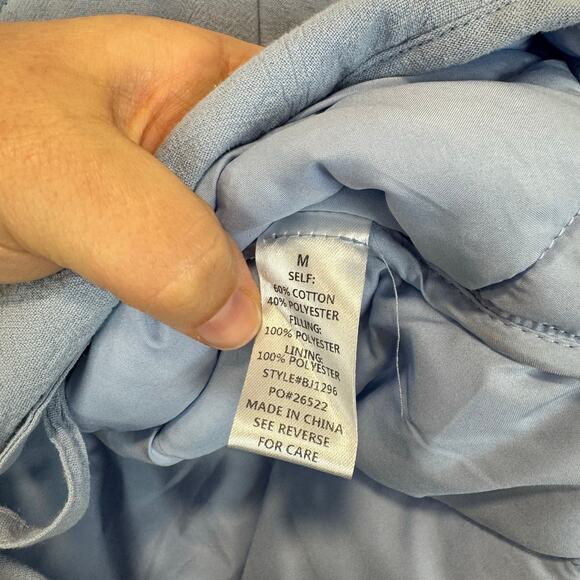 Baevely Women's Light Blue Quilted Tie Front Jacket Size Medium - Picture 6 of 8